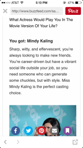 What Actress would play you in a movie version of your life? Mindy Kaling!